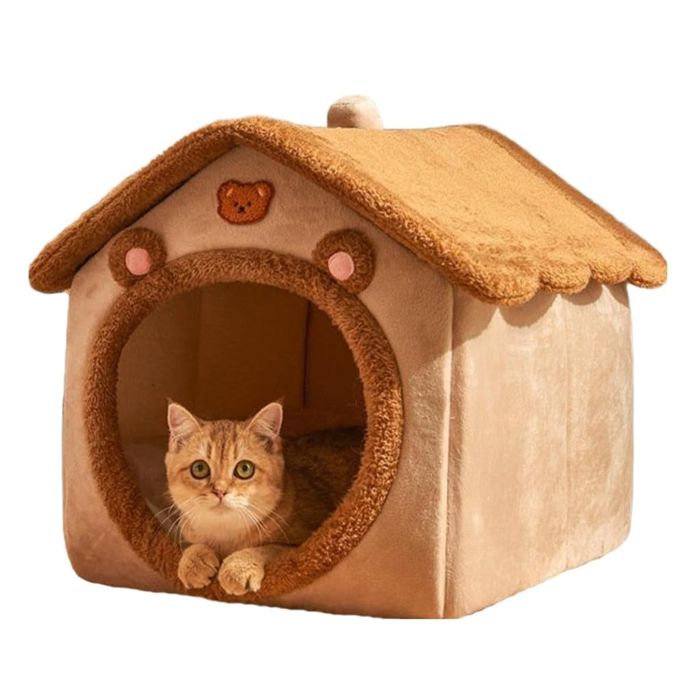 Sothuba bear-shape cat bed cave offers cozy indoor shelter.