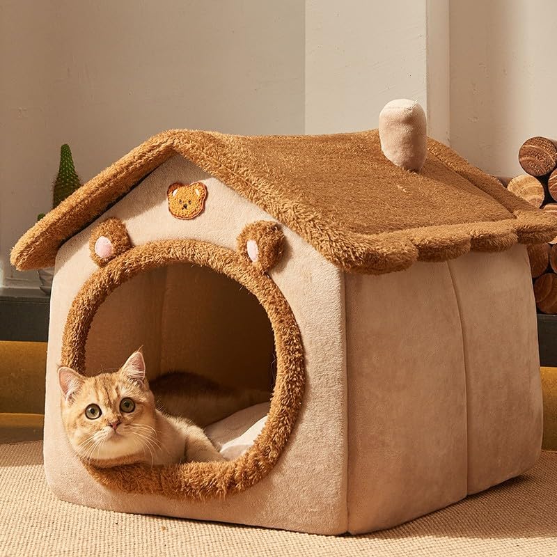 Sothuba cat bed interior shows removable cushion for easy cleaning.
