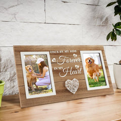 SOUHONEY dog memorial frame on wall mount option for easy hanging.