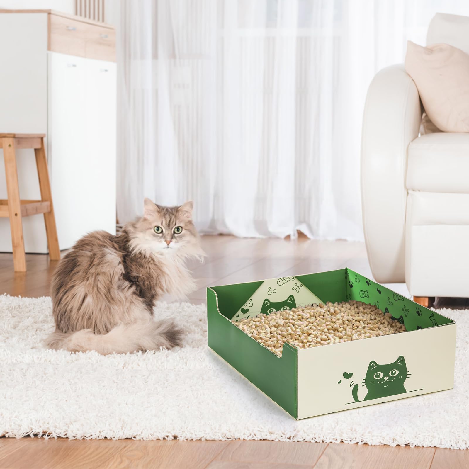 SOUJOY cat litter tray size 14.8x11.6x4.7 inches fits small pets.