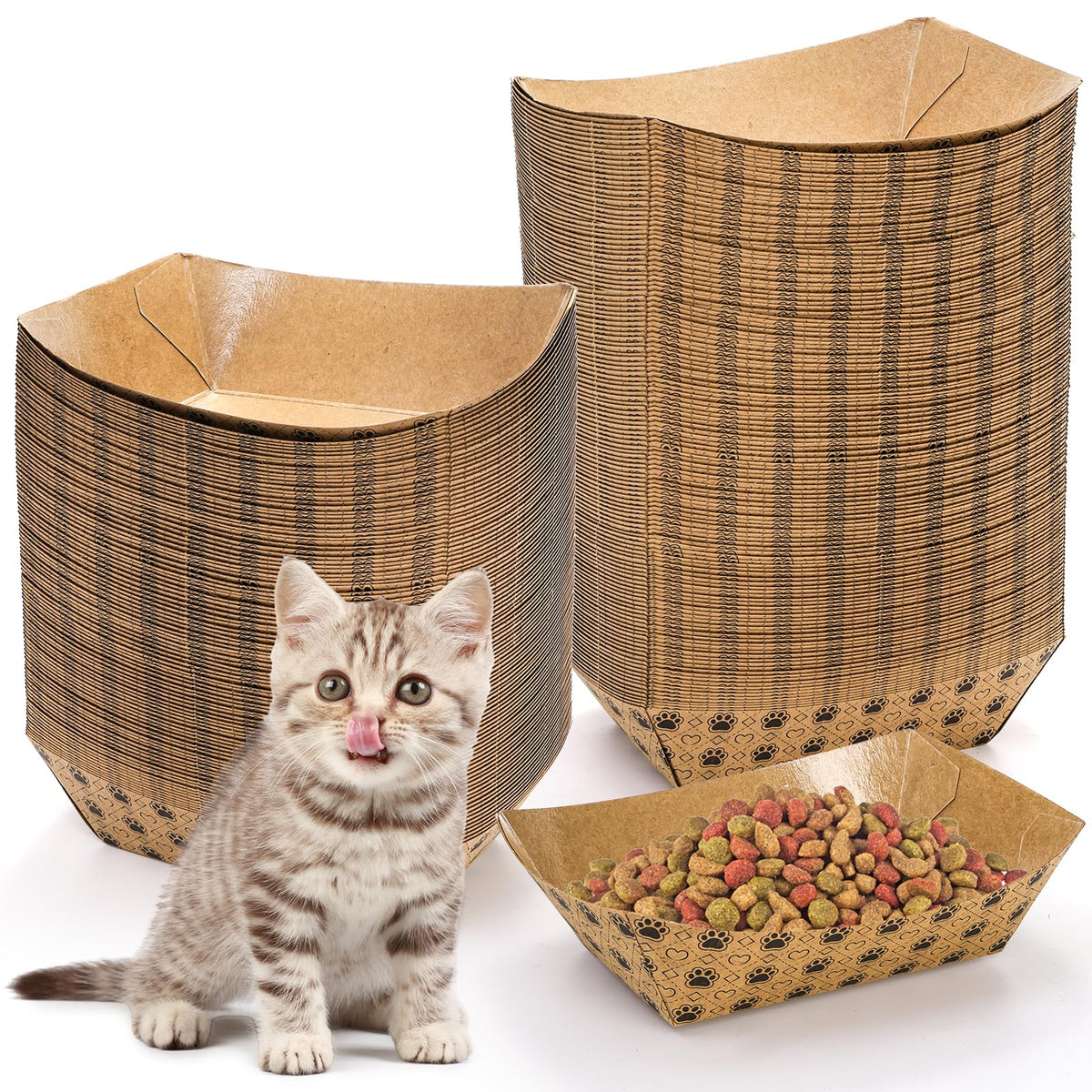SOUJOY disposable pet bowls 100-pack shot for bulk daily feeding and sharing.