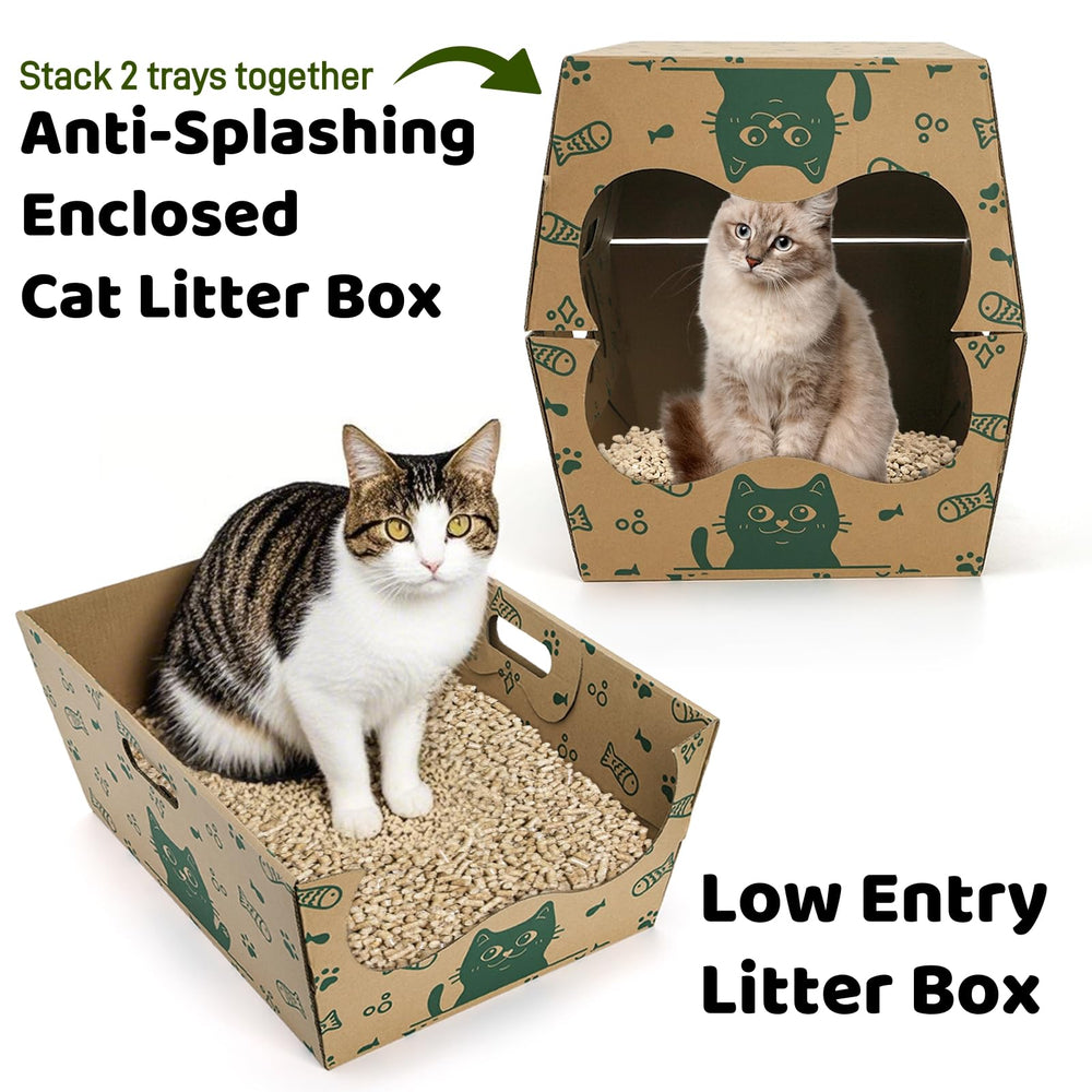 SOUJOY foldable litter box enclosed tray, doubles as a secure enclosure.