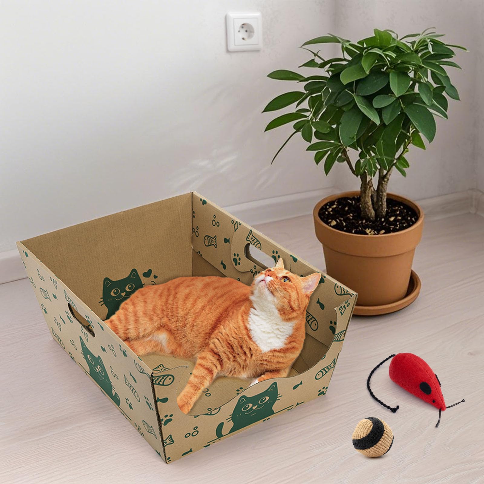 SOUJOY travel-friendly cardboard litter tray, folds flat for easy packing.