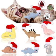 Soulchen Christmas dinosaur catnip toy Triceratops for interactive play and scent stimulation.