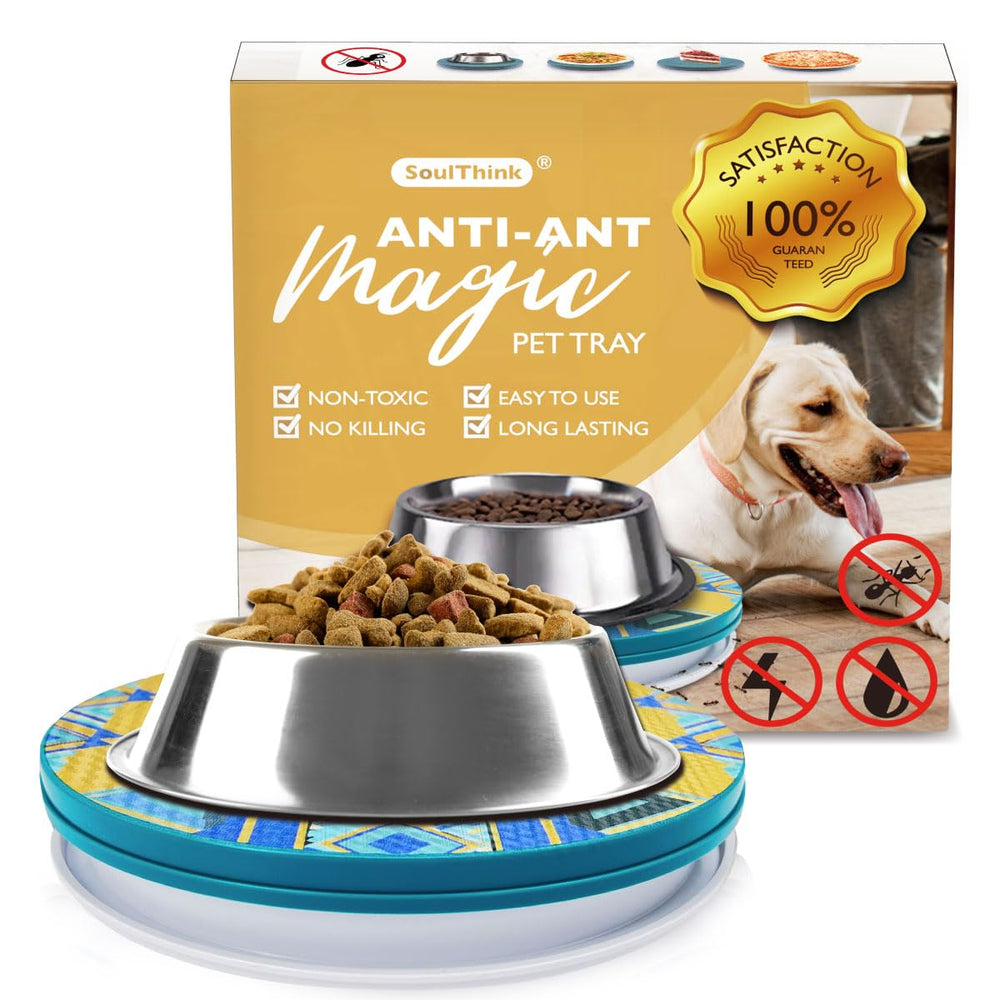 SoulThink ant-proof bowl tray Mountain Totem design keeps pet meals clean and protected.