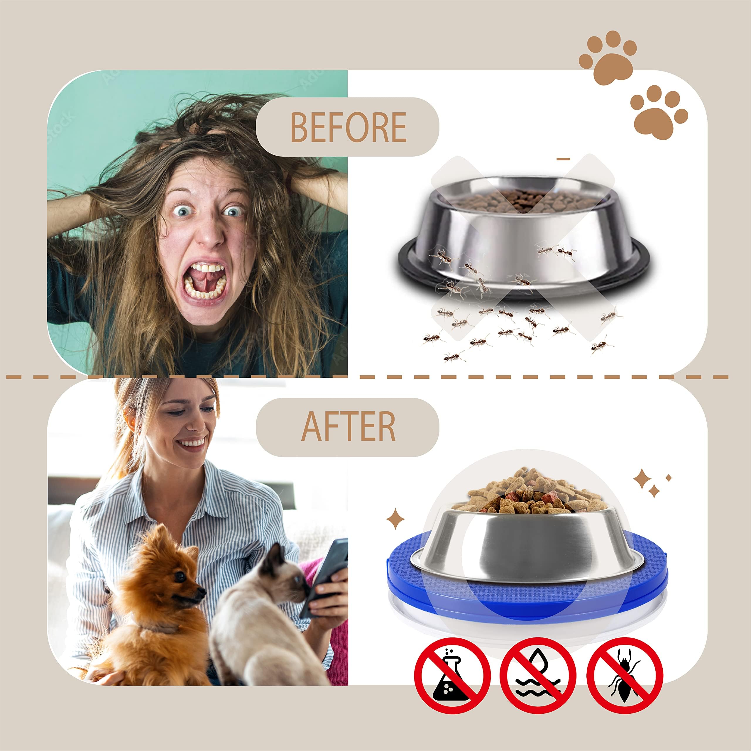 SoulThink Ant Proof Bowl Tray outdoor use helps protect feeding areas outside