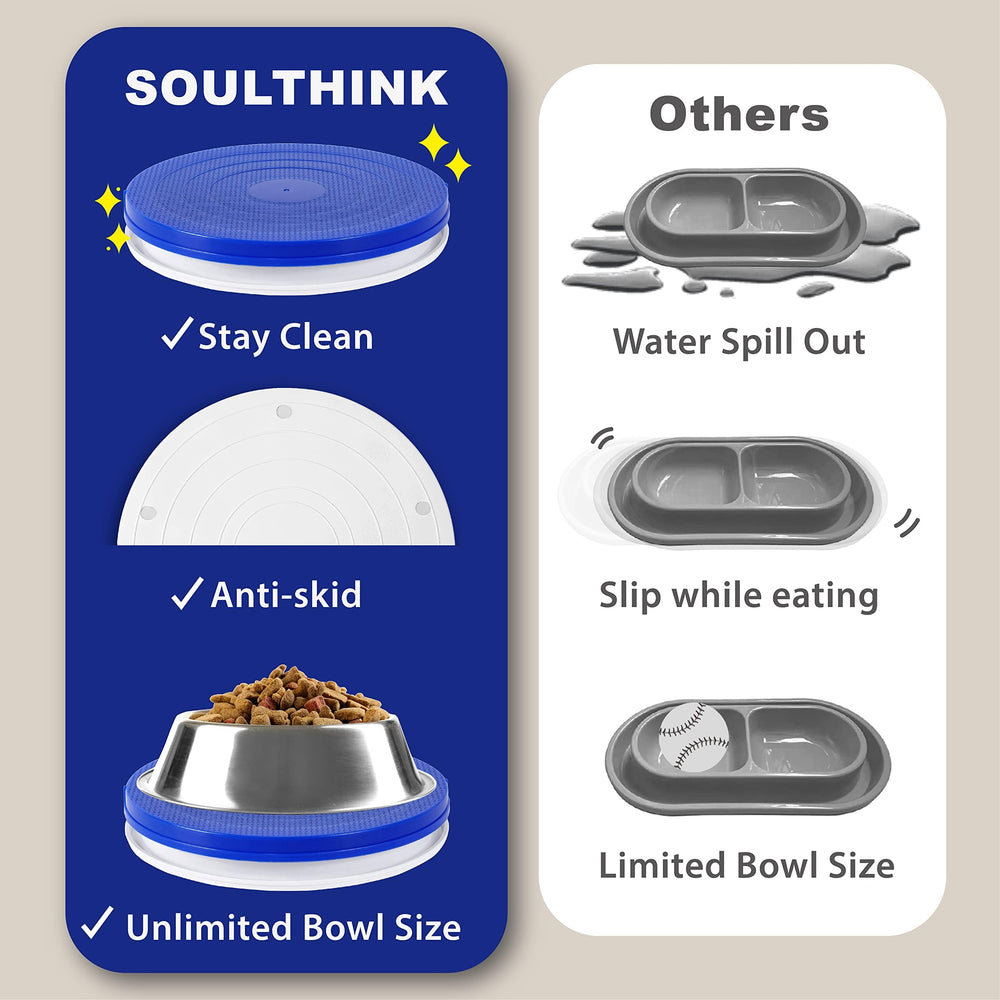 SoulThink Ant Proof Bowl Tray placed under a pet dish prevents ants from reaching food