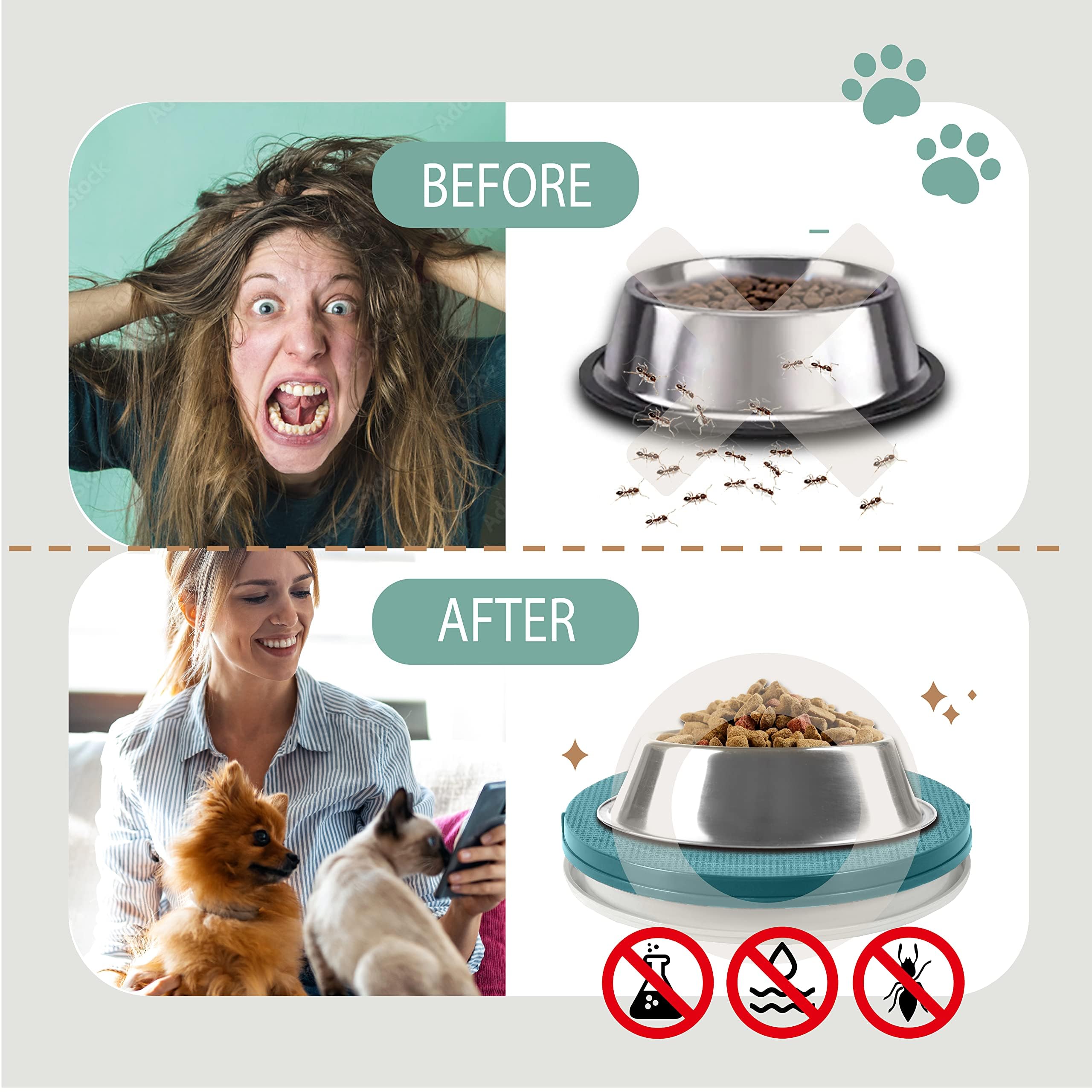 SoulThink Ant Proof Tray two-color option supports easy water or food separation.