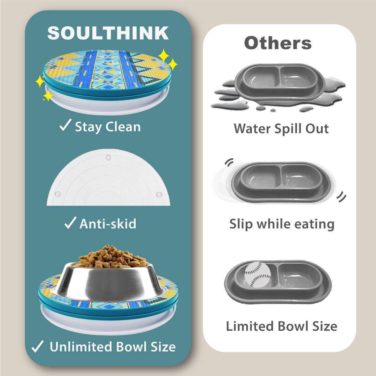 SoulThink tray with patent emblem communicates its innovative ant-proof technology.