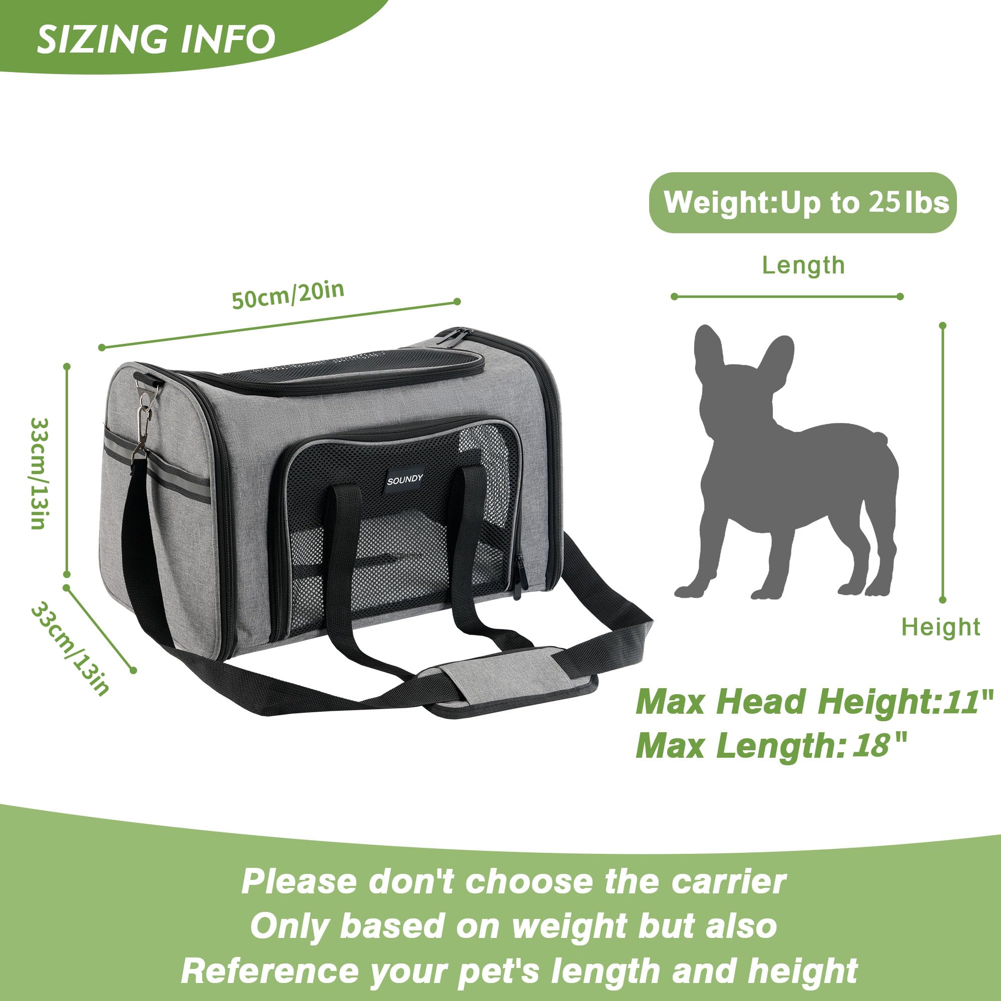Soundy large cat carrier collapsible design saves space when not in use