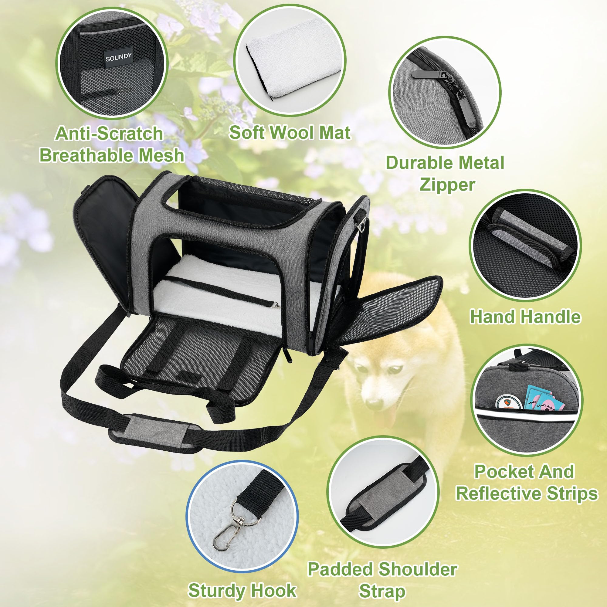 Soundy large cat carrier removable base simplifies cleaning and pet care