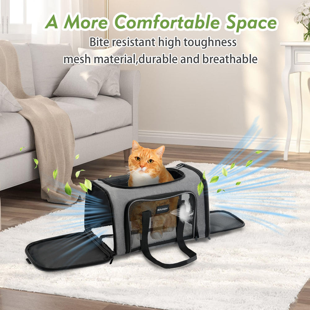 Soundy large cat carrier adjustable shoulder strap enhances transport versatility