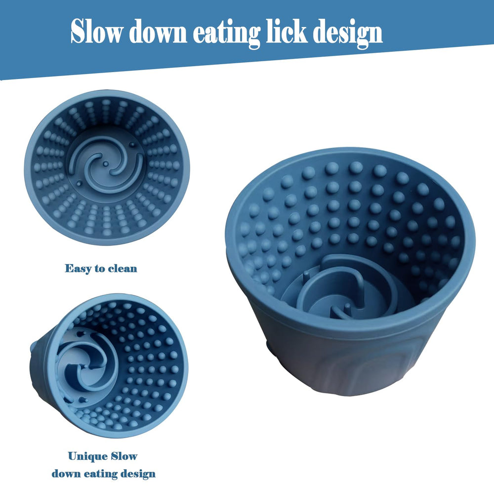 SOV dog slow feeder bowl closeup silicone highlights safe, food-grade material and soft licking surface.