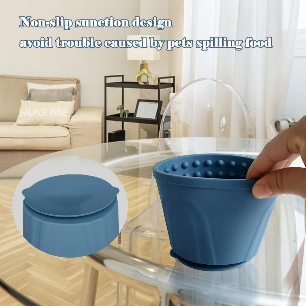 SOV dog slow feeder bowl size-dimensions highlights compact footprint 4.5x4.5x3.4 inches.
