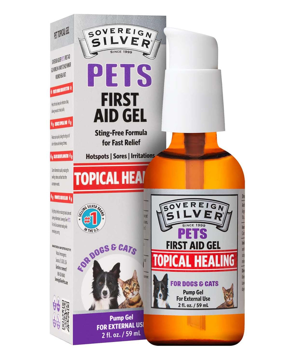 Sovereign Silver Pets First Aid Gel pump bottle for quick on-paw relief from minor skin irritations