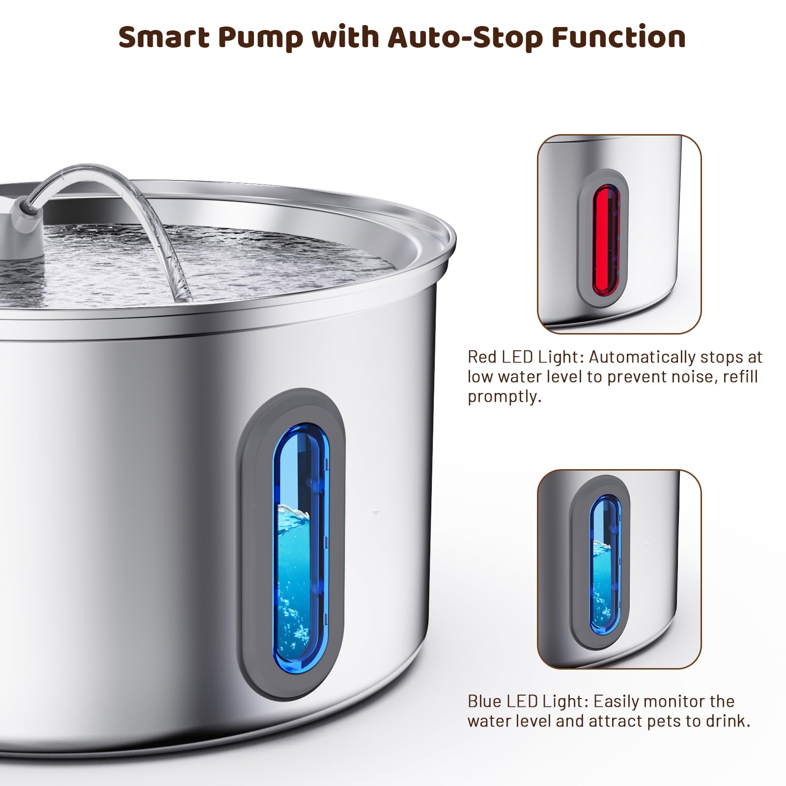 Soxmuc fountain with four-layer filtration ensures fresh-tasting water for cats.