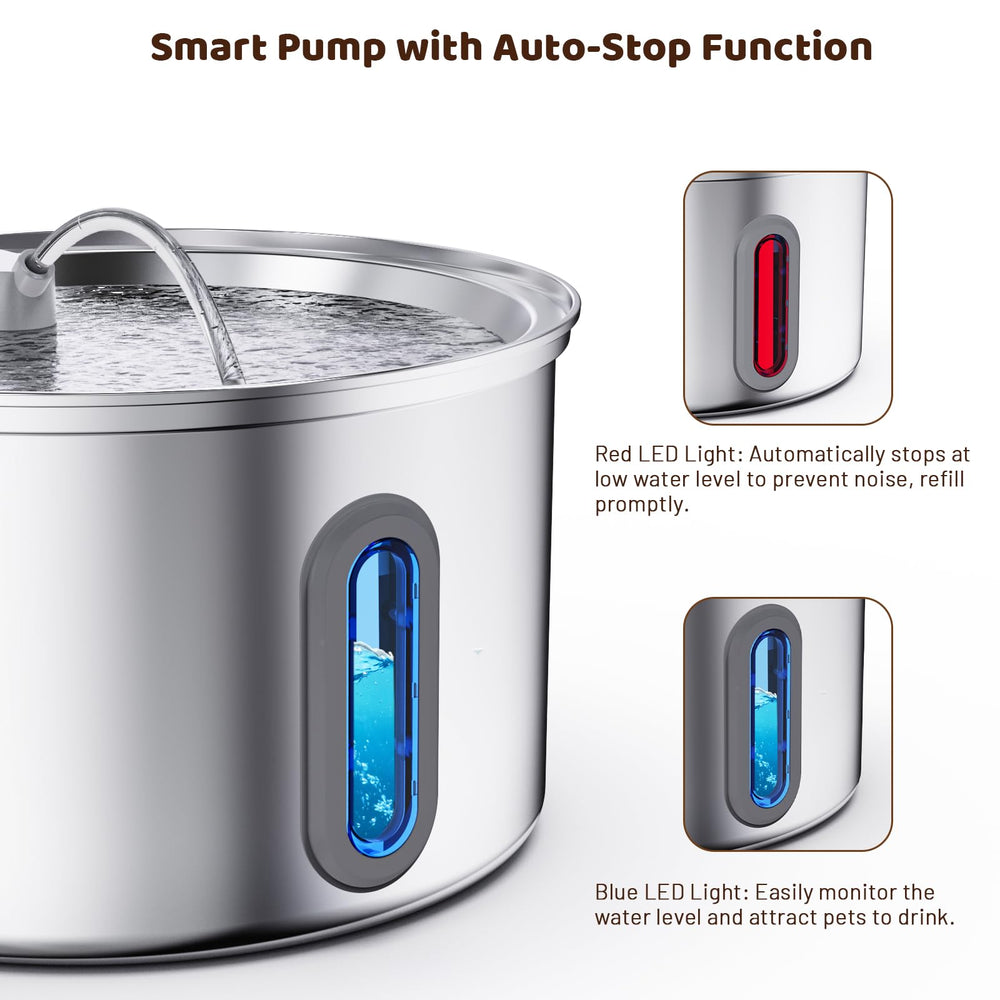 Soxmuc fountain with four-layer filtration ensures fresh-tasting water for cats.