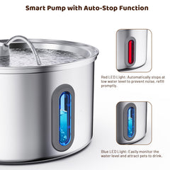 Soxmuc fountain with four-layer filtration ensures fresh-tasting water for cats.