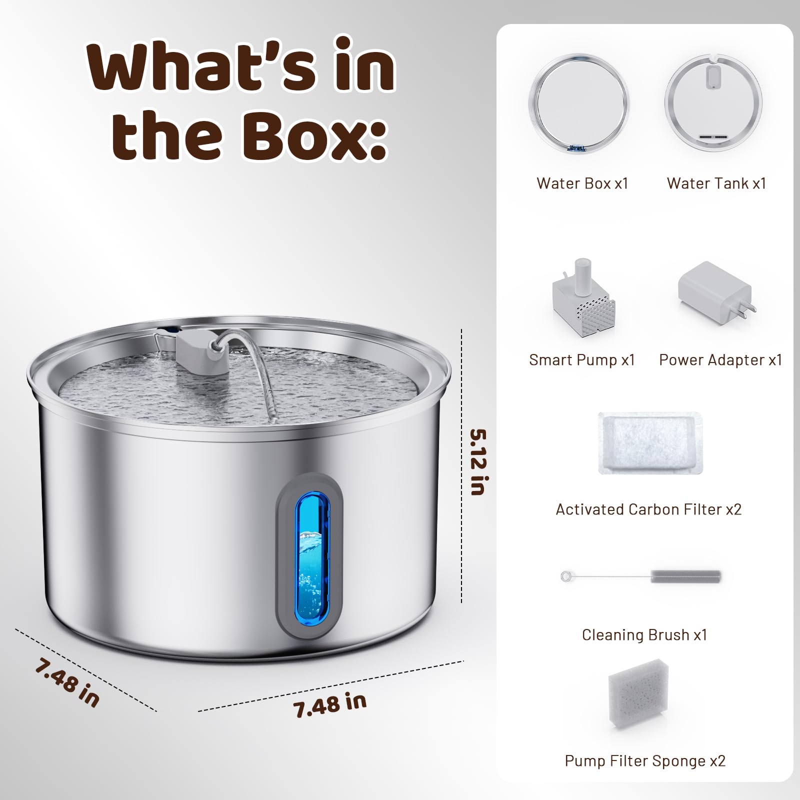 Soxmuc indoor-use fountain fits small spaces while promoting fresh water intake.