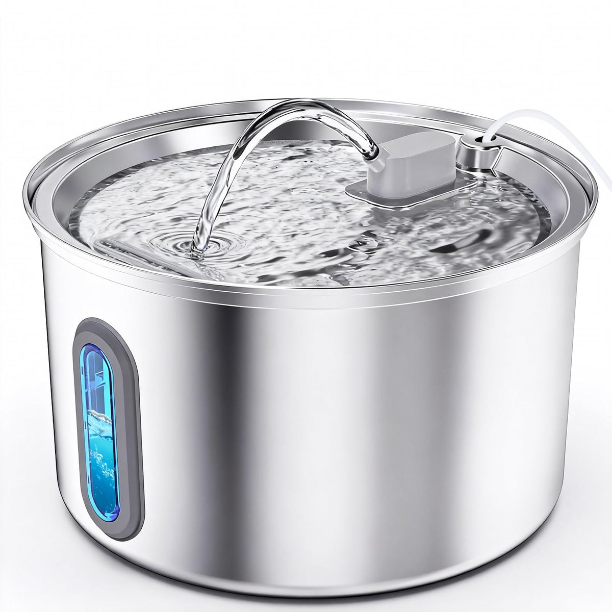 Soxmuc cat water fountain 3.2L stainless steel demonstrates durable hydration for indoor cats.