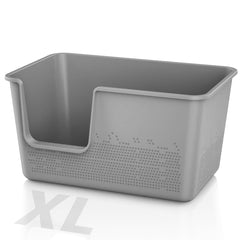 SpaceTime cat litter box high-sided front view helps keep litter contained and clean