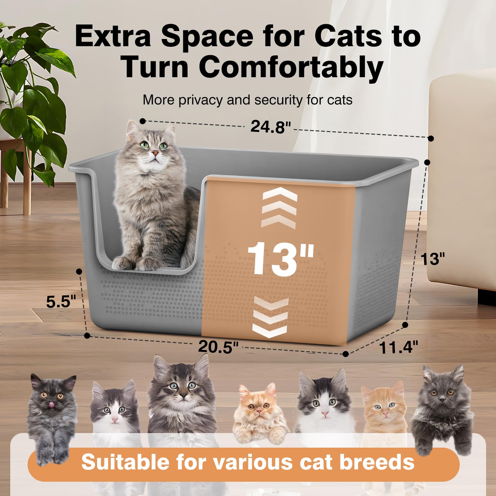 SpaceTime cat litter box spacious interior ideal for big cats and multiple cats
