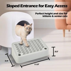 SpaceTime Elevated Cat Litter Mat textured surface traps debris on paws.