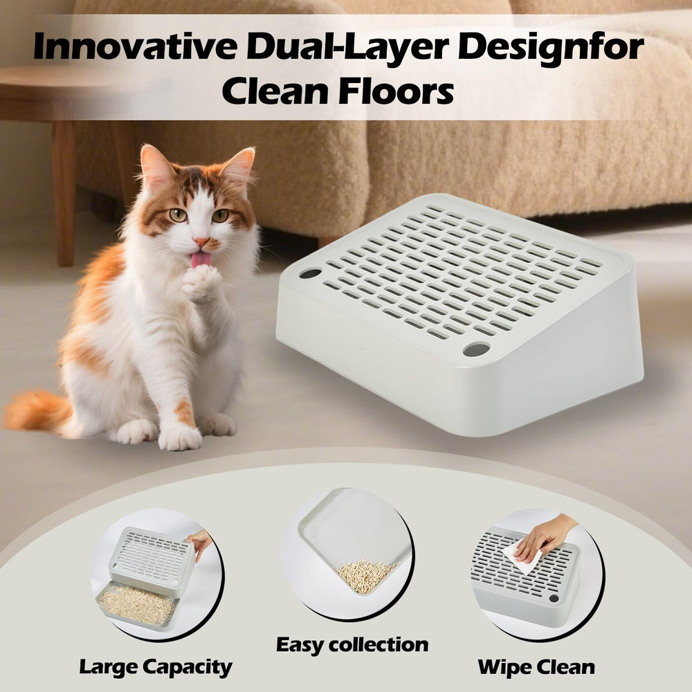 SpaceTime Elevated Cat Litter Mat universal-fit design fits most litter boxes.