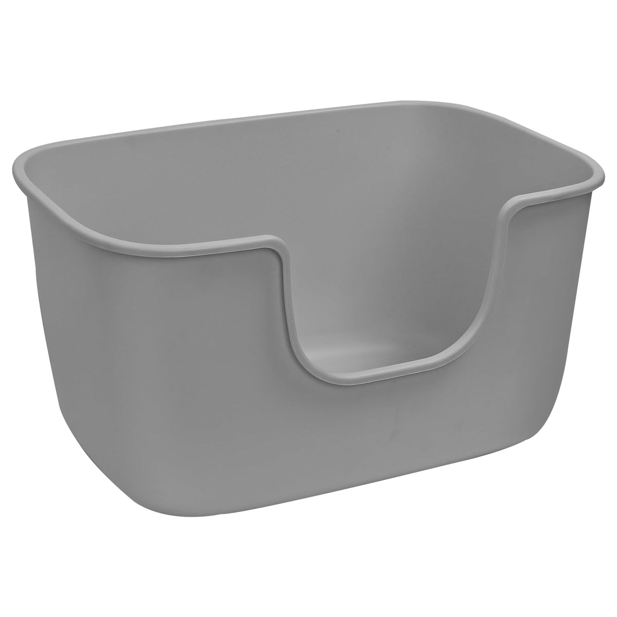 SpaceTime extra large litter box with high sides in gray for mess containment.