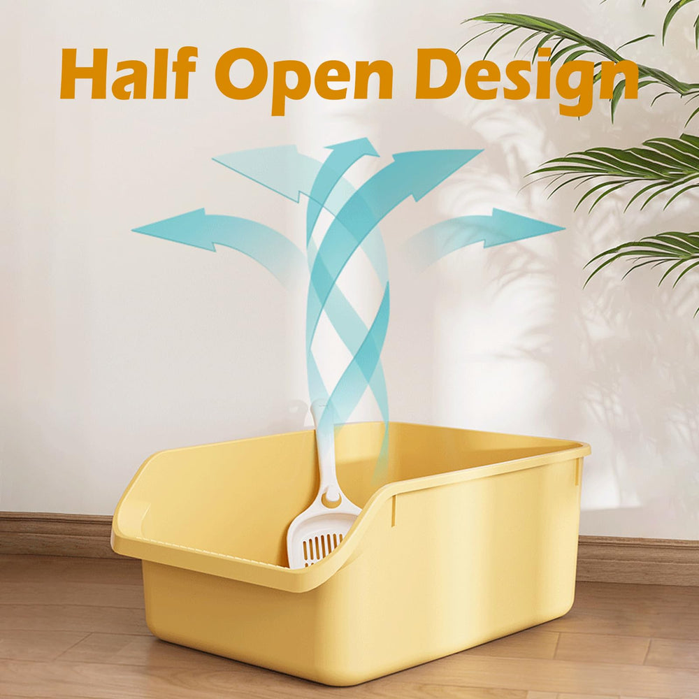 SpaceTime Large Cat Litter Box Grey durable plastic construction for long-lasting use.