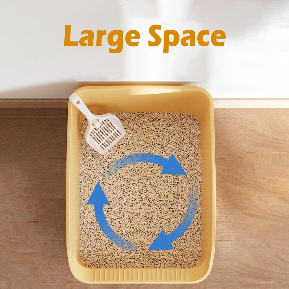 SpaceTime Large Cat Litter Box Grey inside open view demonstrates easy cleaning surfaces.