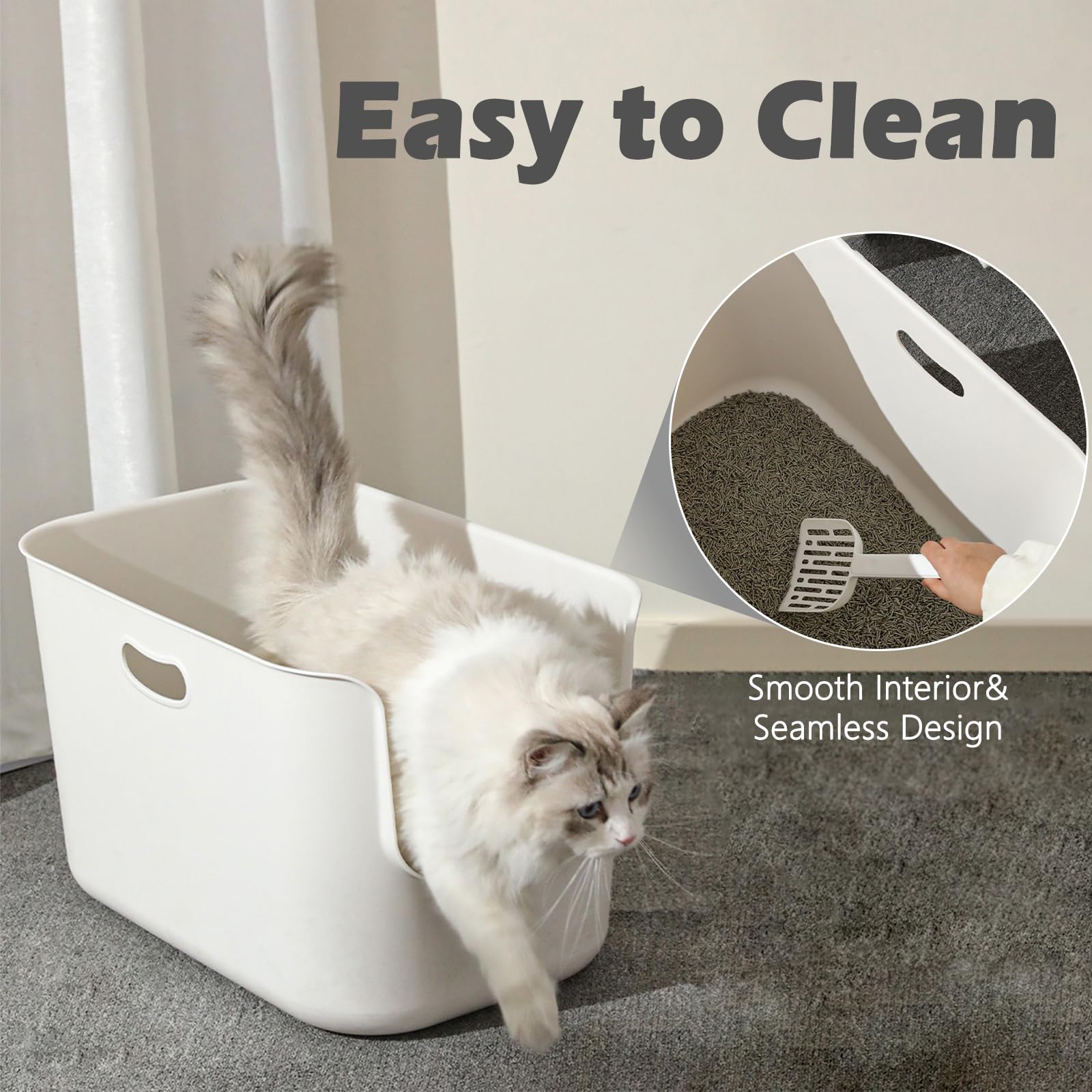 SpaceTime litter box seamless one-piece design demonstrating effortless setup