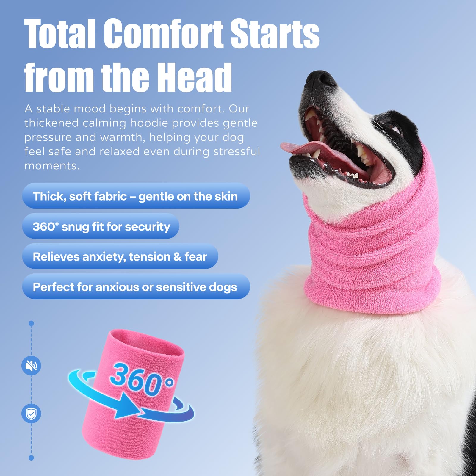 Spajoy calming band on a cat’s ears during grooming for comfort.