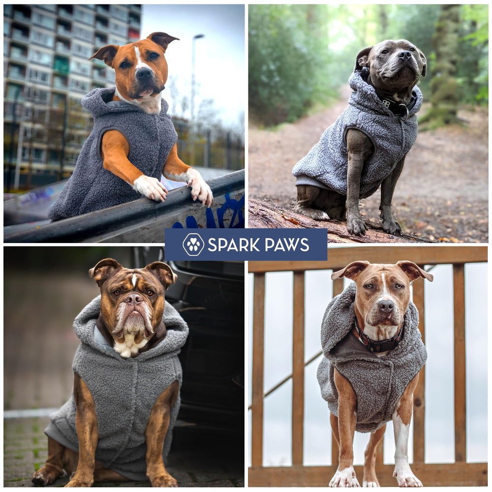 Spark Paws adjustable-fit coat gray size 2xl highlights broadened range for large breeds.