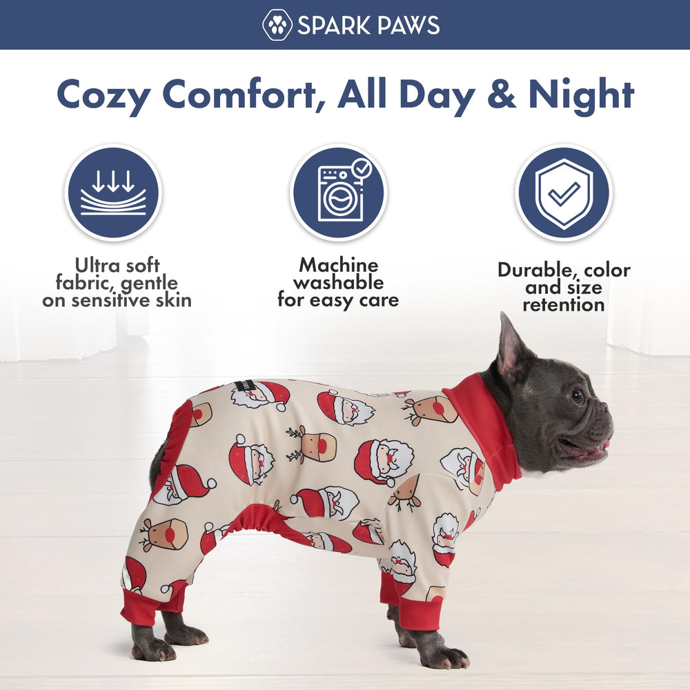 Spark Paws dog christmas pajama inside calming fleece interior for cozy feel
