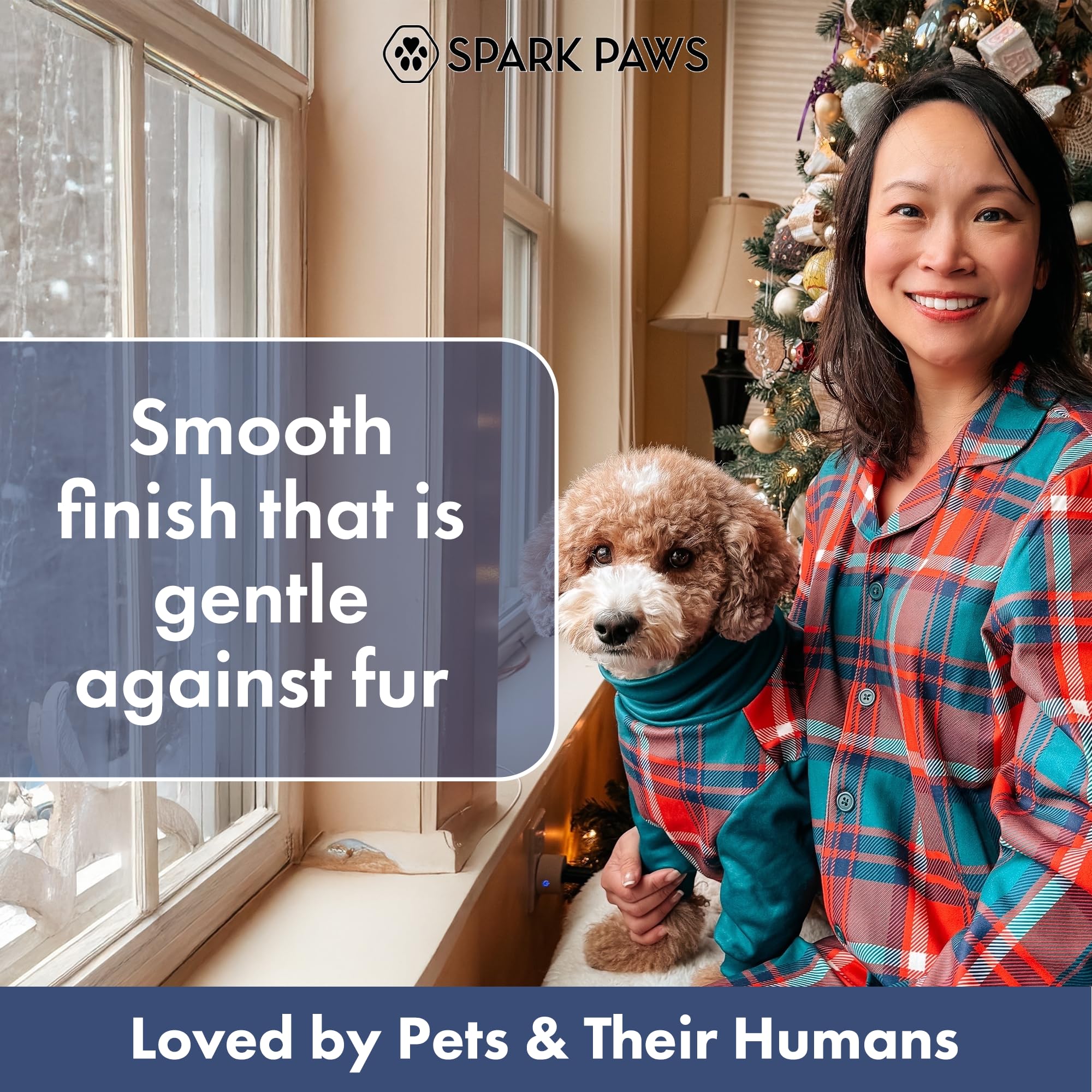 Spark Paws stitching detail highlights durable, long-lasting construction.