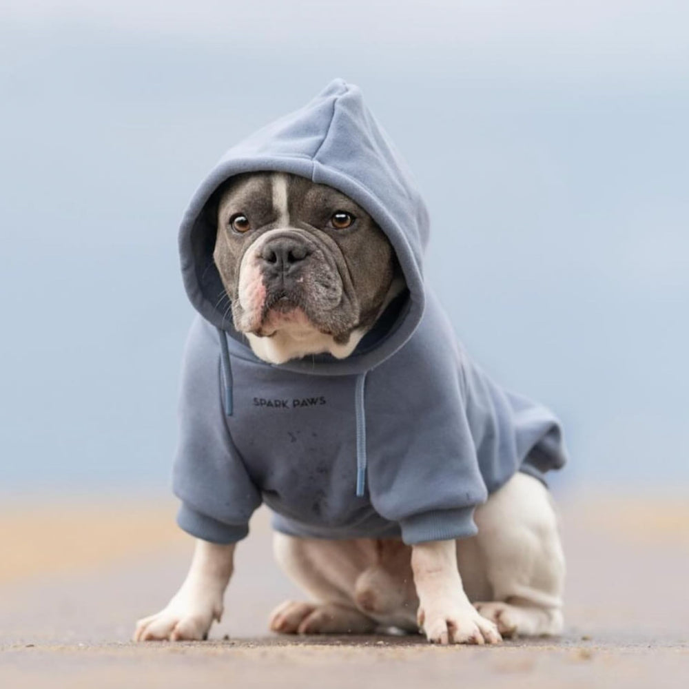 Spark Paws dog hoodie interior displays calming fleece for cozy warmth.