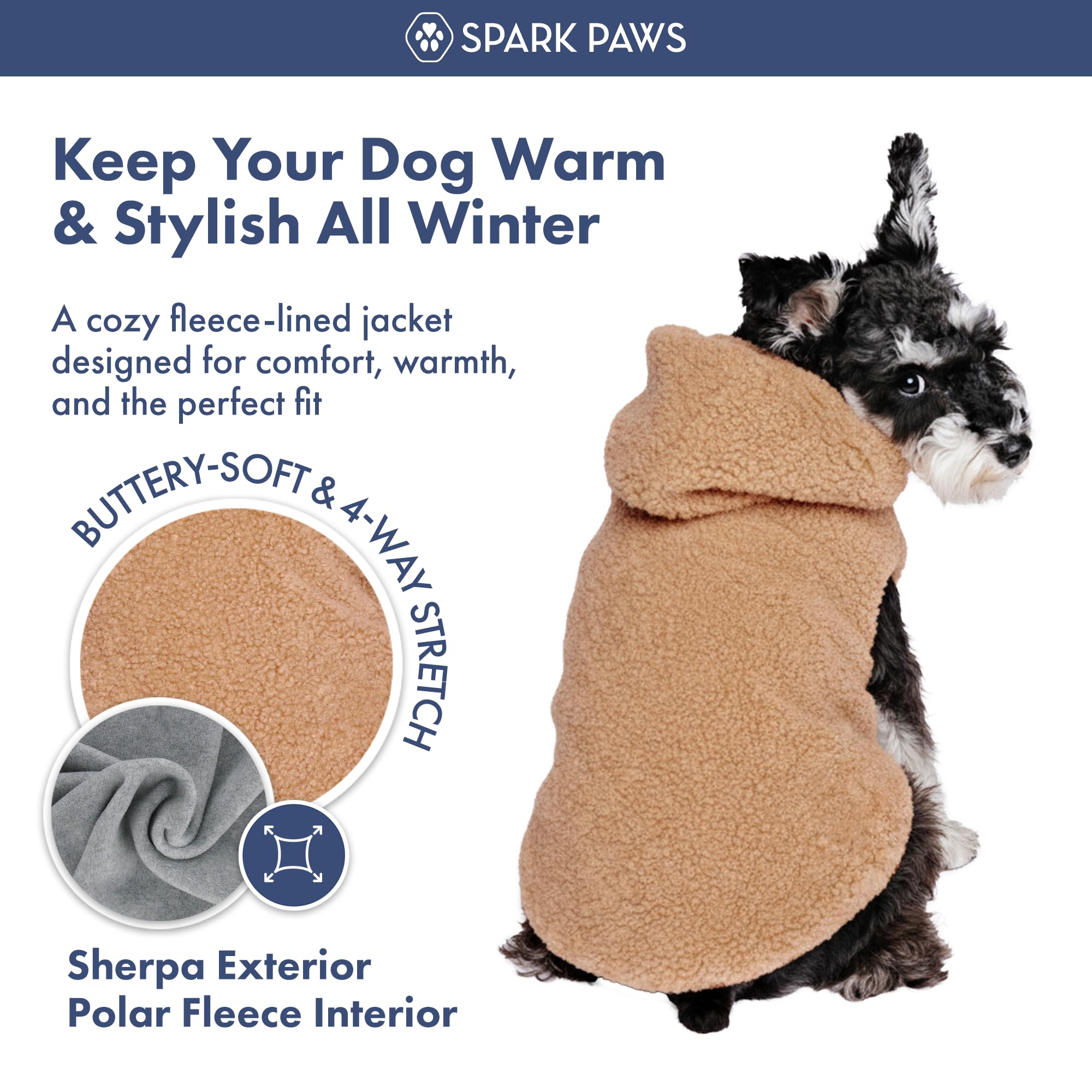 Spark Paws dog jacket double-breasted fit adjusts for a secure, comfortable daily-walk.