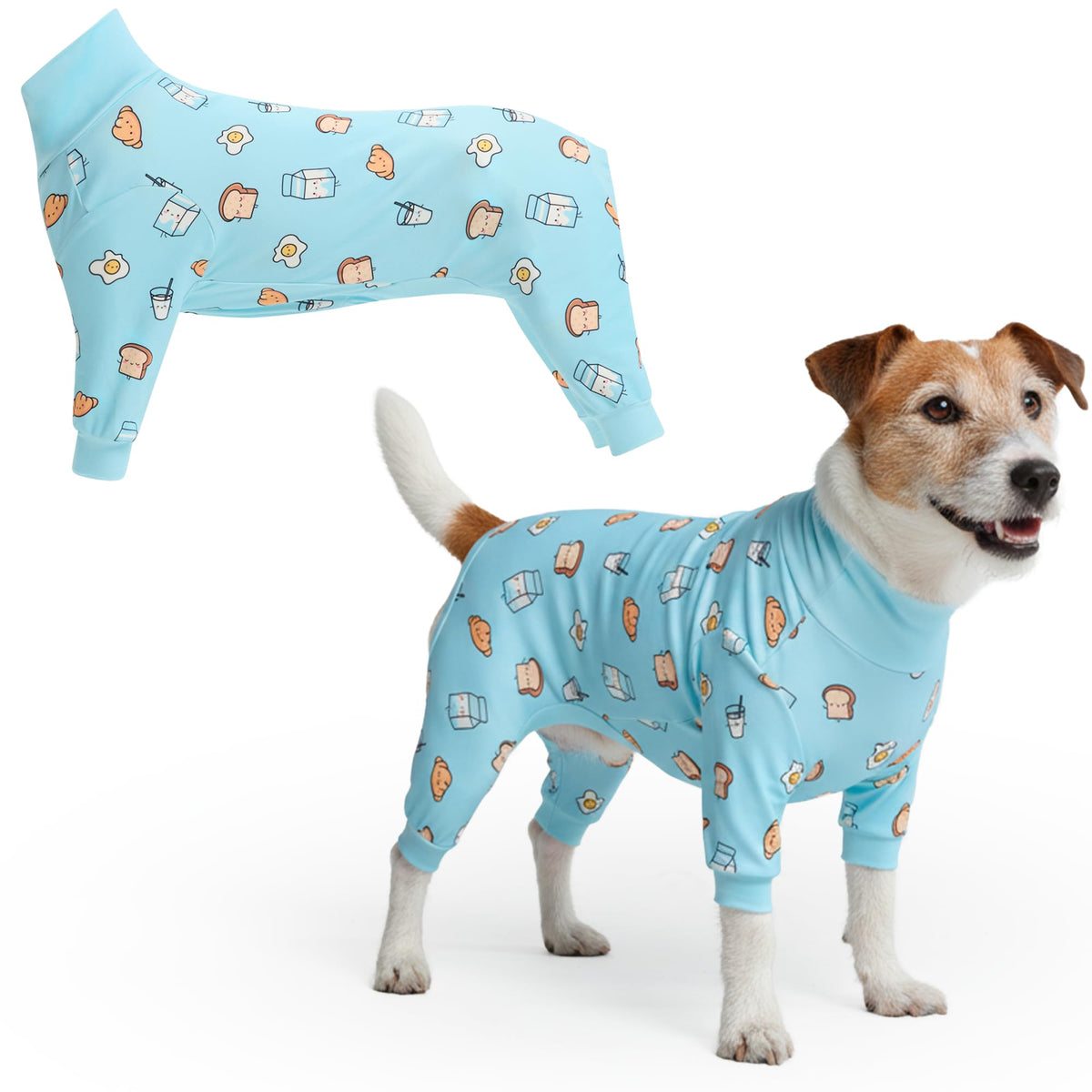 Spark Paws dog pajama front view highlights ultra-soft fabric for night-time comfort.