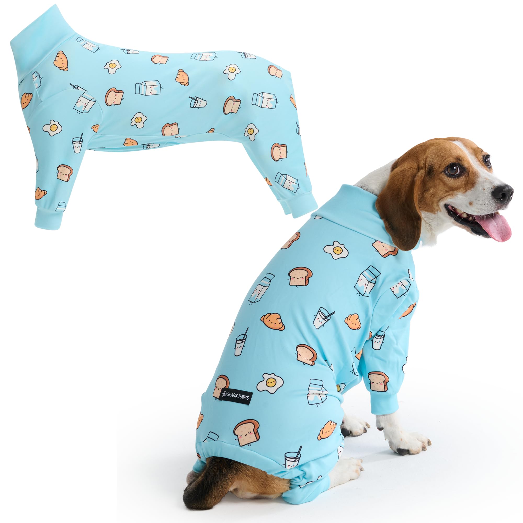 Spark Paws dog pajama front view for a cozy, restful night fit