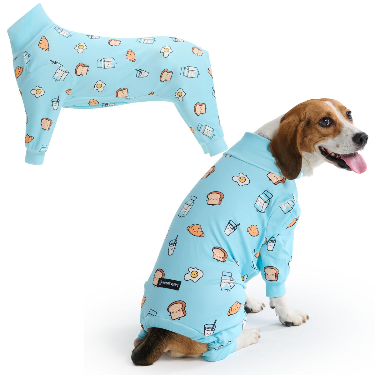 Spark Paws dog pajama front view for a cozy, restful night fit