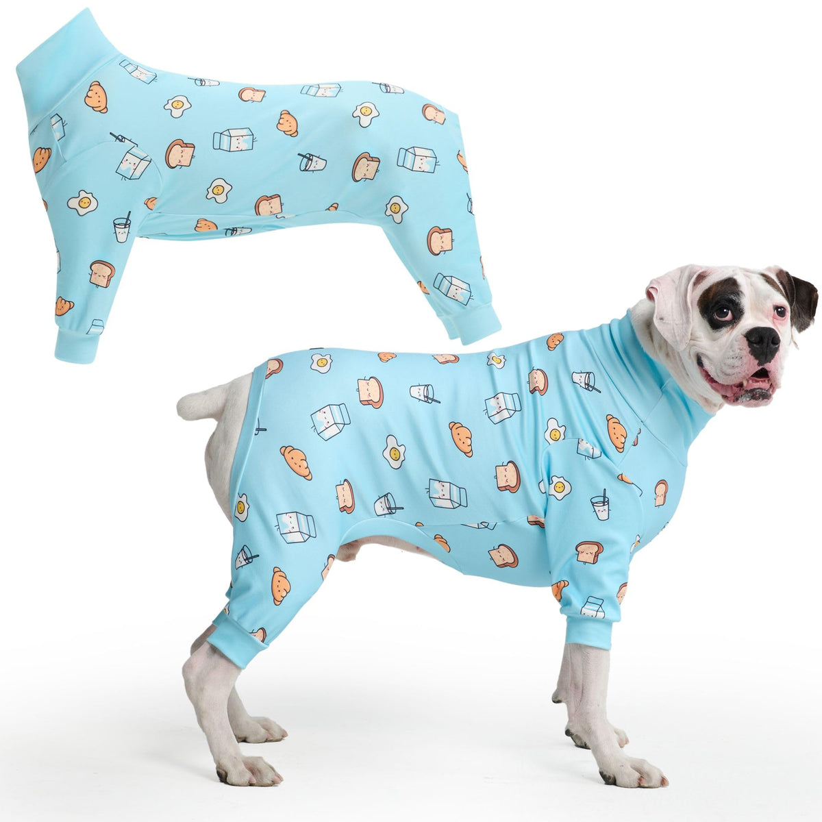 Spark Paws dog pajama front view shows ultra-soft fabric for cozy nights.