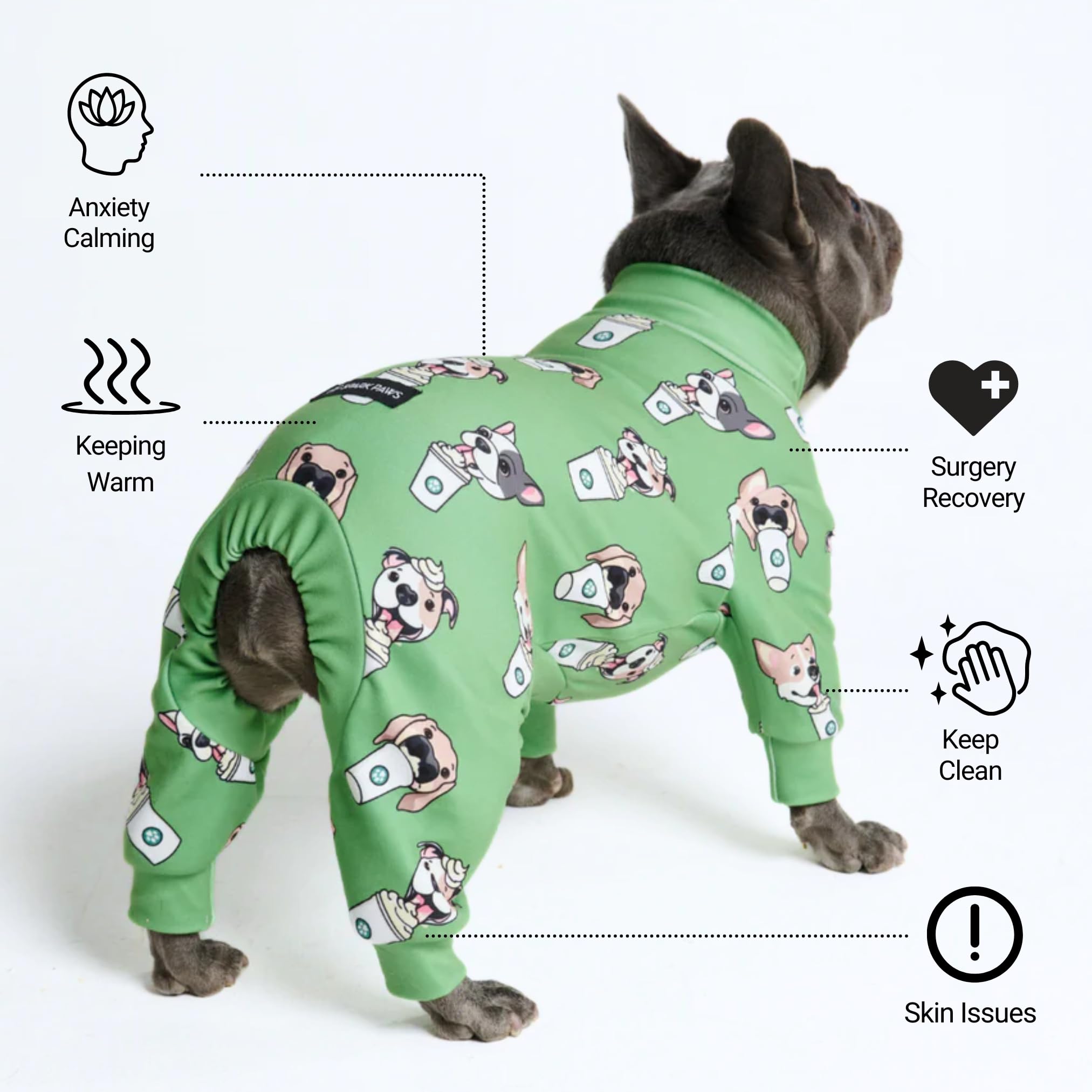 Spark Paws dog pajama precision fit highlights fit-tested design across breeds for snug, comfy nights