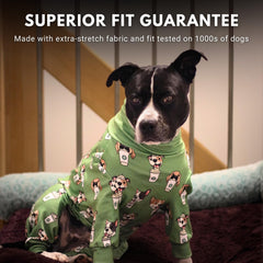 Spark Paws dog pajama rear V-cut promotes easy, mess-free potty breaks during night wear