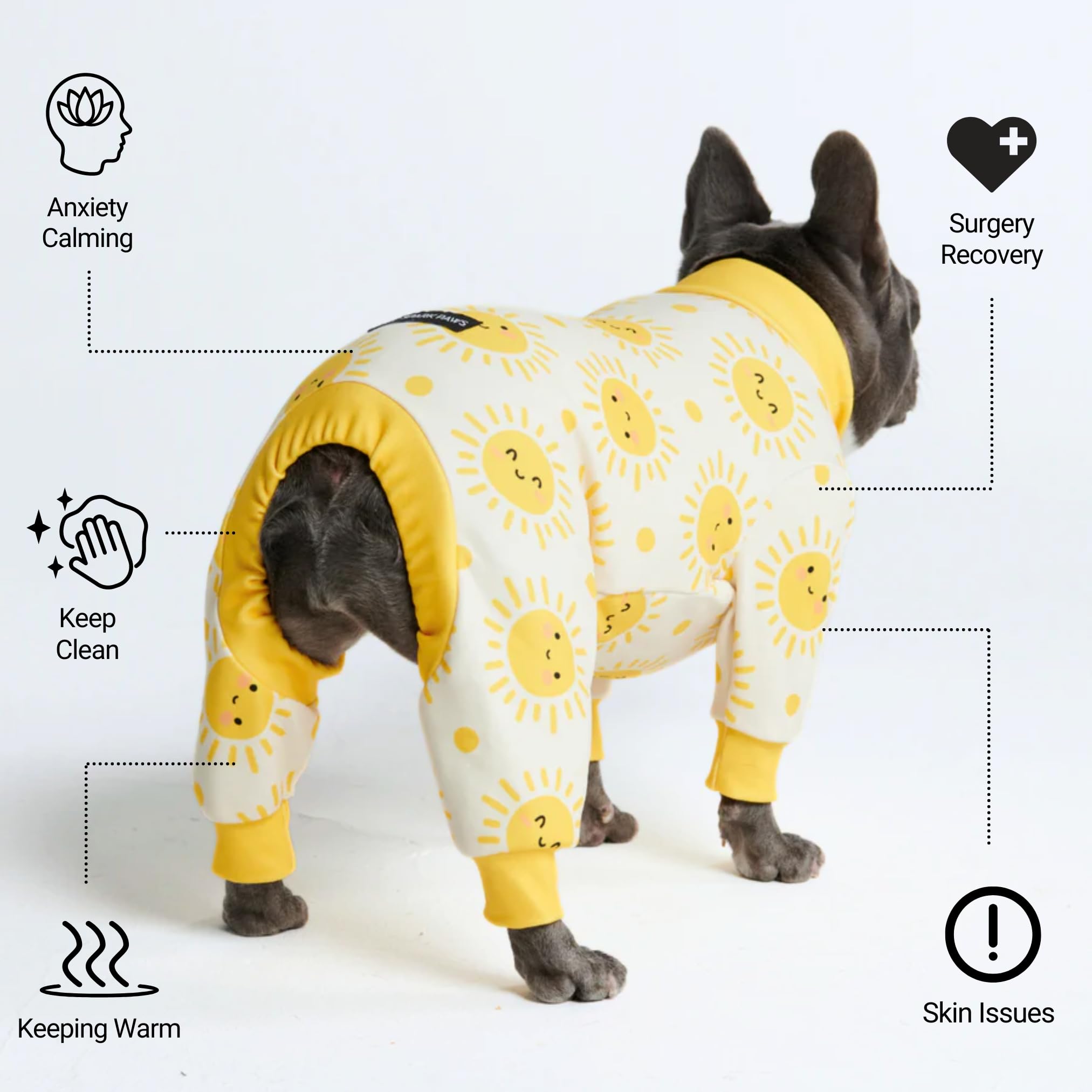 Spark Paws Sunshine M dog pajama inner fleece showing hug-like comfort