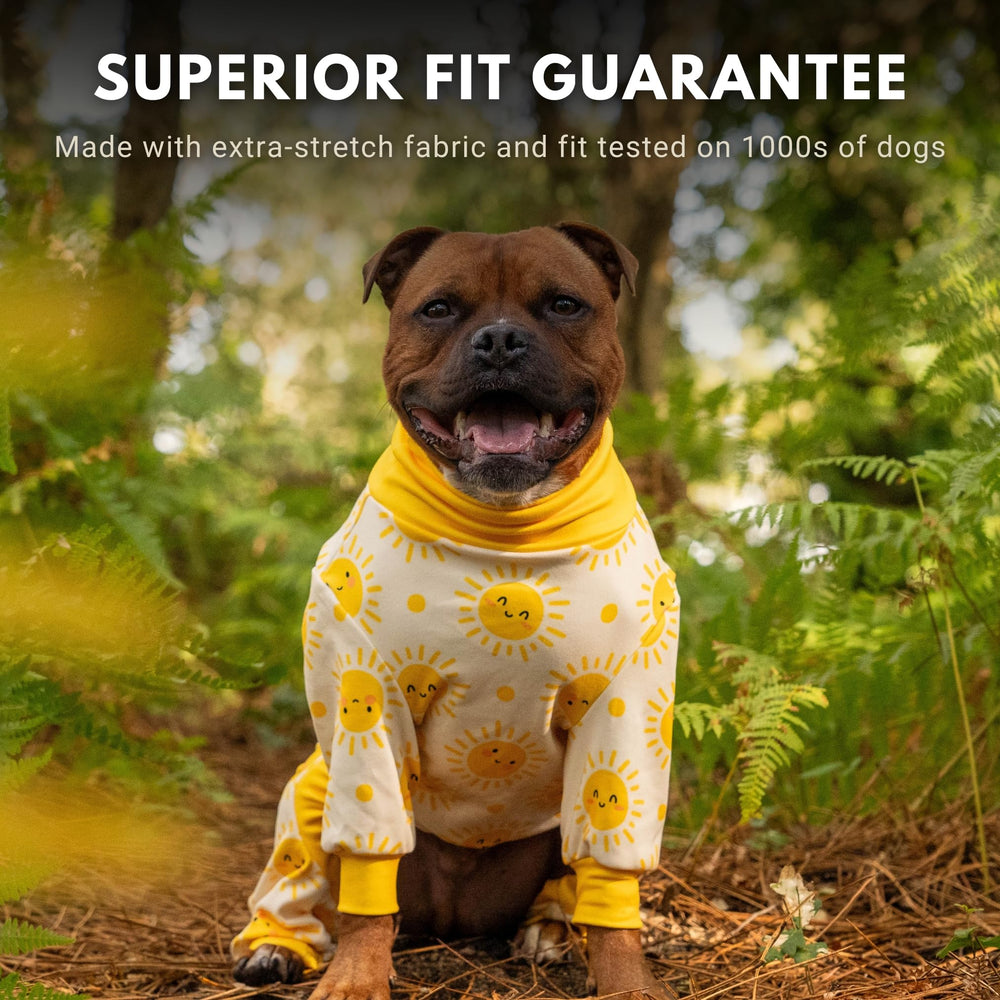 Spark Paws Sunshine M dog pajama 4-way stretch fabric supports precise fit