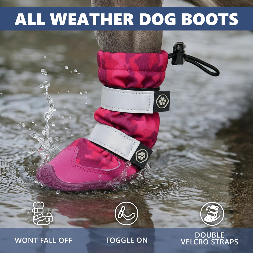 Spark Paws dog shoes featuring dual Velcro straps ensure a secure fit during walks.