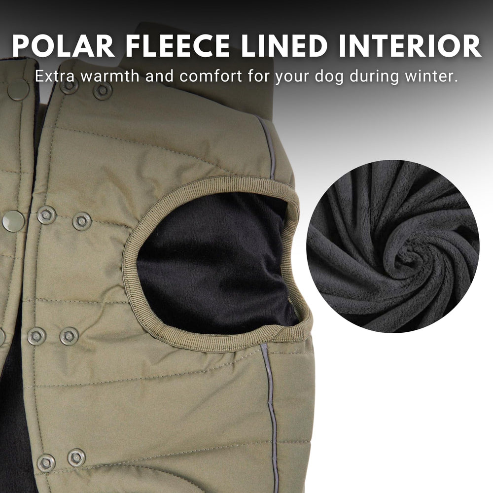 Spark Paws dog winter jacket adjustable fit toggles provide snug comfort across dog shapes