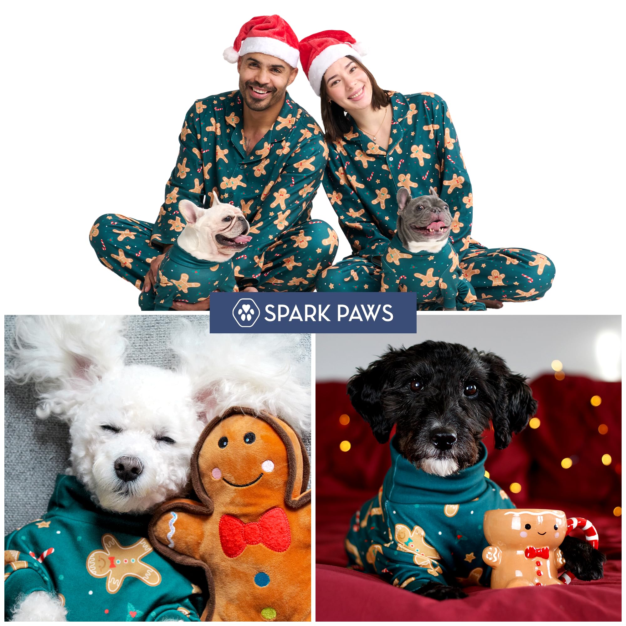 Spark Paws Gingerbread Man pajama stitched seams ensure reliable shape retention