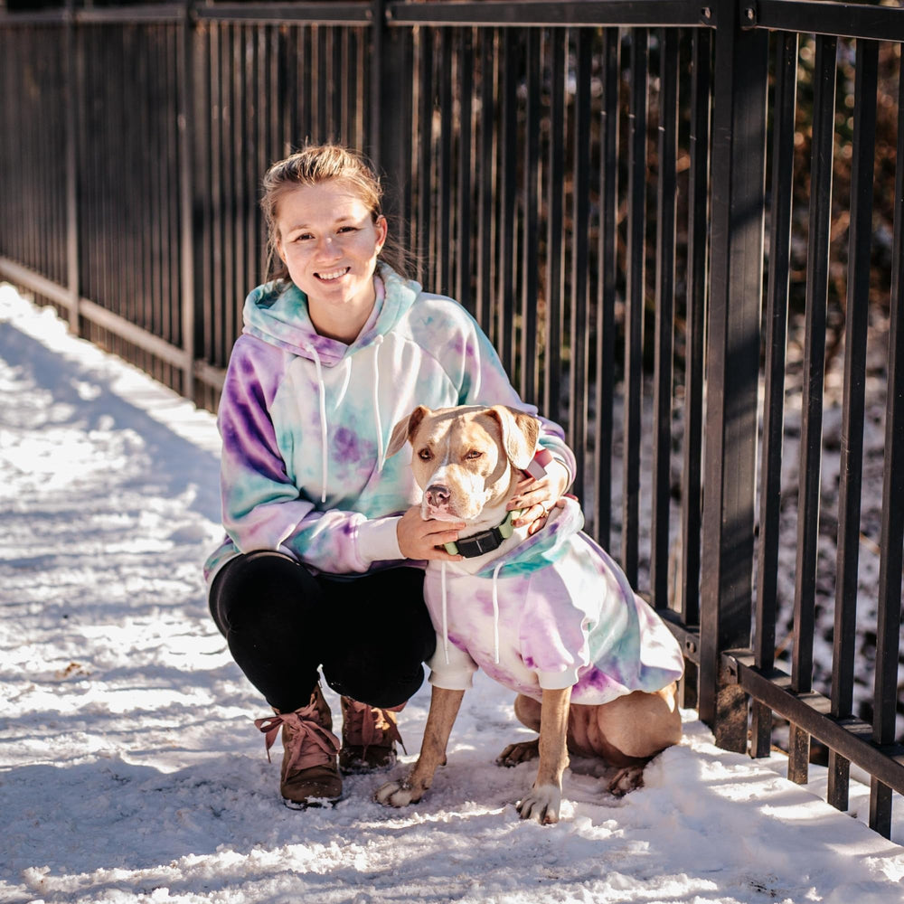 Spark Paws Human Hoodie back view illustrates relaxed fit for casual outings